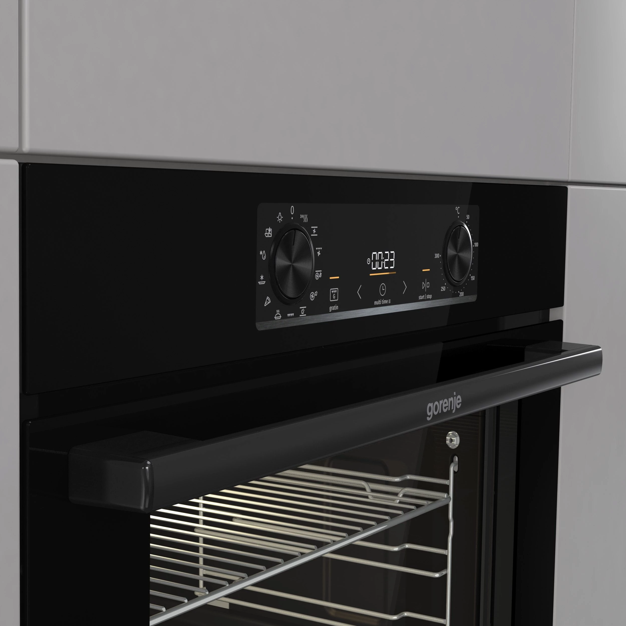 GORENJE Backofen-Set Black Pacific Basic Set, mit 1-fach-Teleskopauszug, Aqua Clean